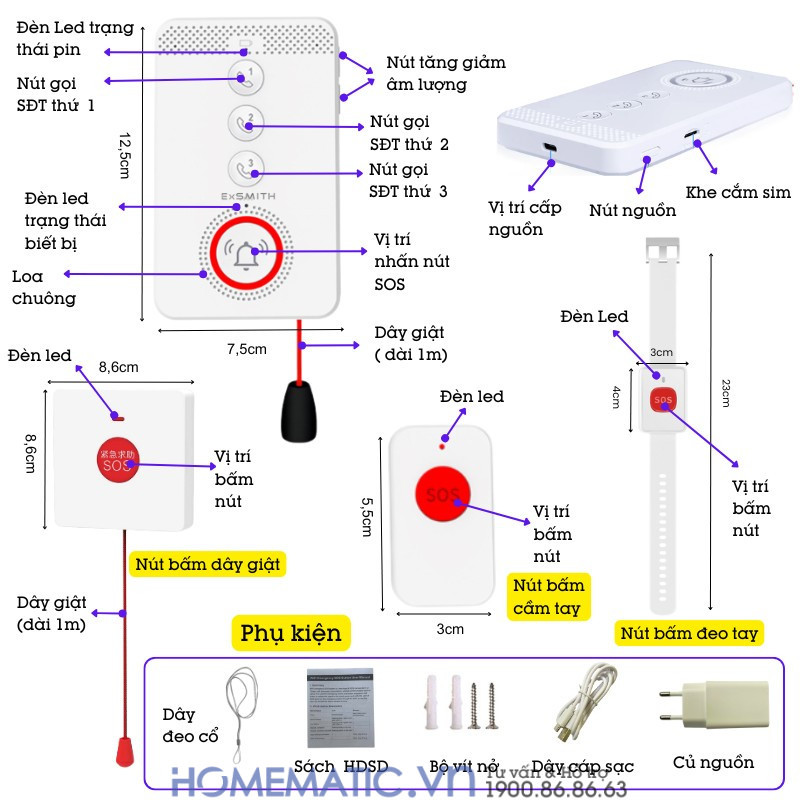 Chuông Báo Khẩn Cấp Cho Người Già Sử Dụng Sim 4g Exsmith Pb4gsos Báo Về điện Thoại các tính năng và phụ kiện Chuông Báo Khẩn Cấp Cho Người Già Sử Dụng Sim 4g Exsmith Pb4gsos Báo Về điện Thoại các tính năng và phụ kiện