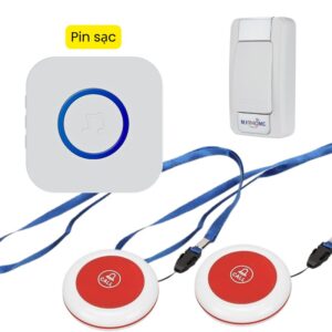 Chuông Không Dây Cho Người Già Qx02sos + nút đeo cổ + nút bấm