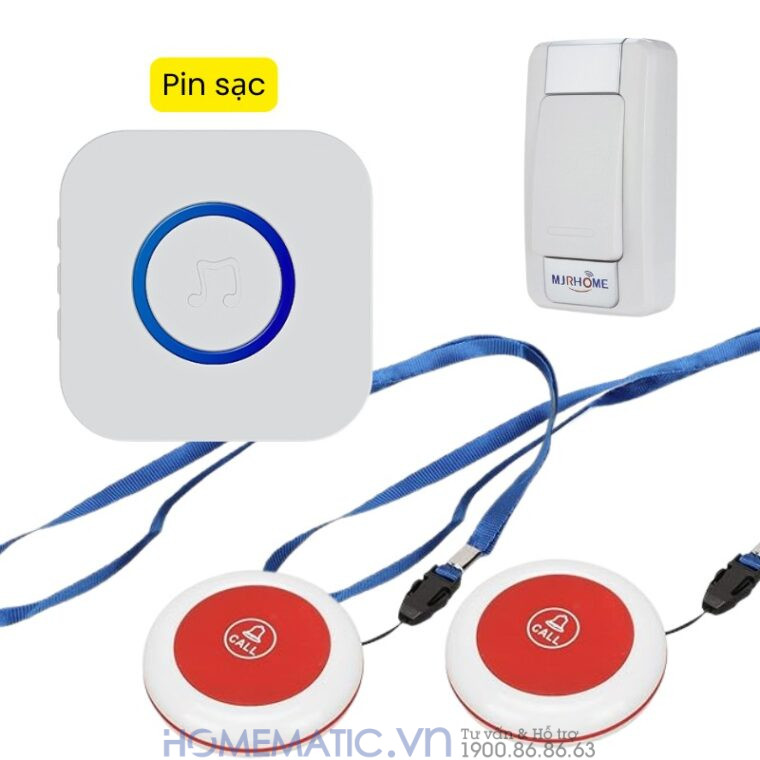 Chuông Không Dây Cho Người Già Qx02sos + nút đeo cổ + nút bấm