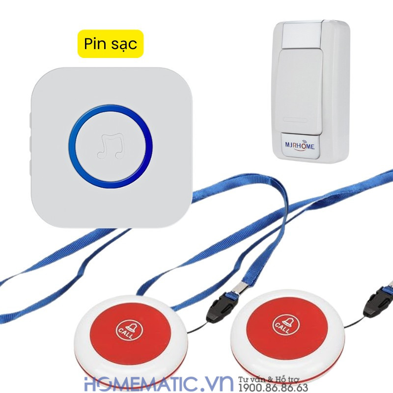 Chuông Không Dây Cho Người Già Qx02sos + nút đeo cổ + nút bấm Chuông Không Dây Cho Người Già Qx02sos + nút đeo cổ + nút bấm