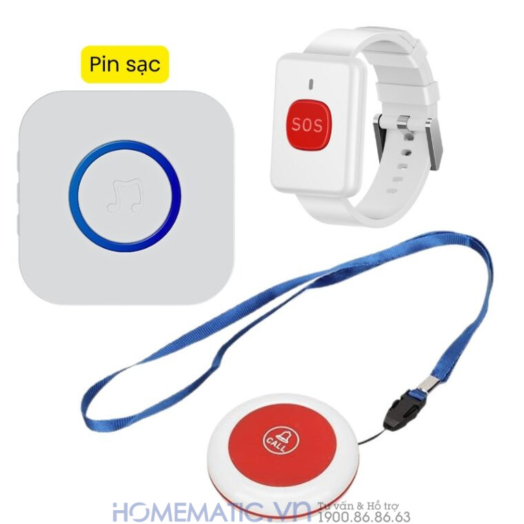 Chuông Không Dây Cho Người Già Qx02sos + đồng hồ