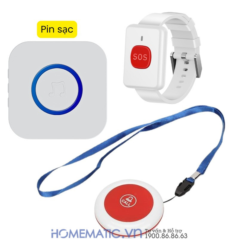 Chuông Không Dây Cho Người Già Qx02sos + đồng hồ Chuông Không Dây Cho Người Già Qx02sos + đồng hồ