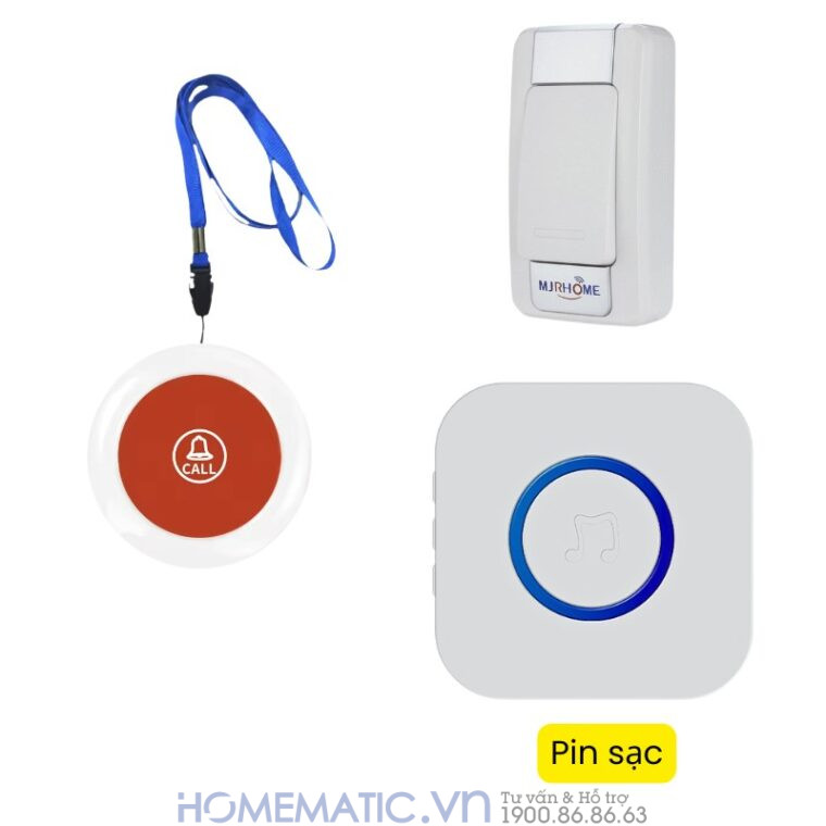 Chuông Không Dây Cho Người Già Qx02sos + nút đeo cổ + nút bấm