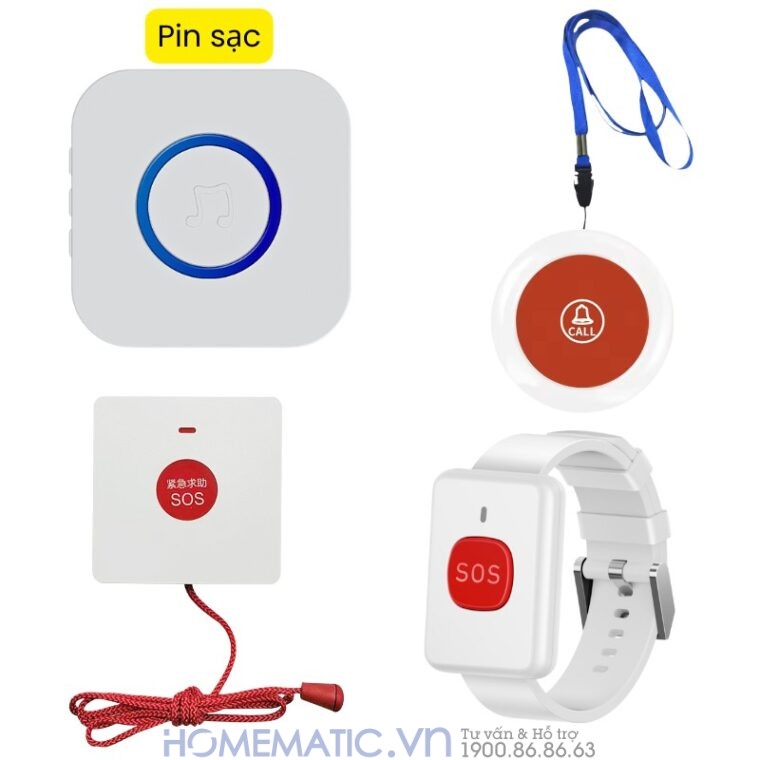 Chuông Không Dây Cho Người Già Qx02sos bộ full