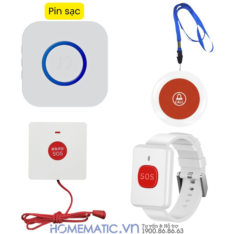 Chuông Không Dây Cho Người Già Qx02sos bộ full Chuông Không Dây Cho Người Già Qx02sos bộ full