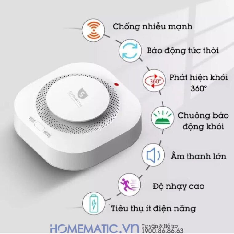 Đầu Báo Khói Wifi Báo Cháy Về điện Thoại Exsmith Tf210