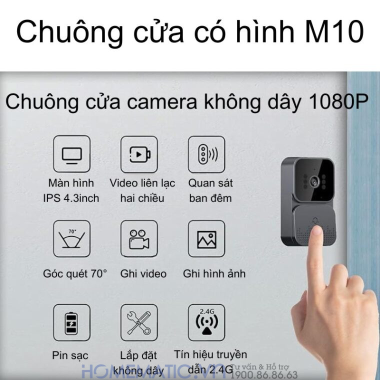 Chuông Cửa Có Hình Không Dây M10