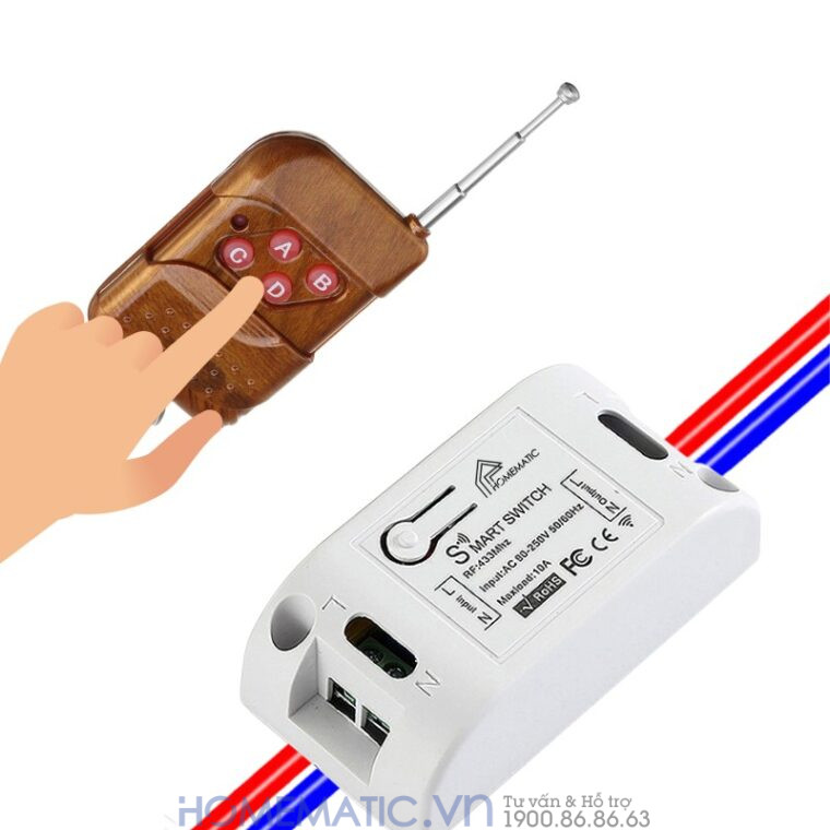 Bộ Công Tắc điện điều Khiển Từ Xa 4 Kênh Bằng Remote Và Wifi Whk02-4 Mới