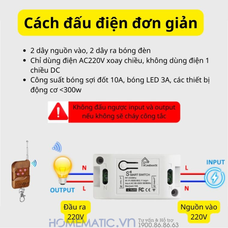 Bộ Công Tắc điện điều Khiển Từ Xa 4 Kênh Bằng Remote Và Wifi Whk02-4 Mới