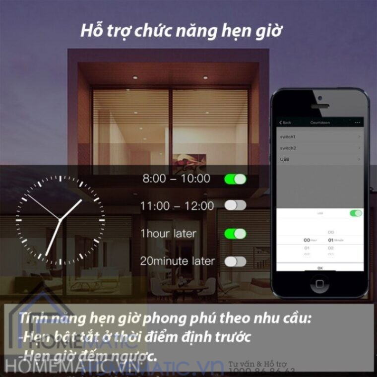 Bộ Công Tắc điều Khiển đèn Từ Xa Qua Wifi Whk02