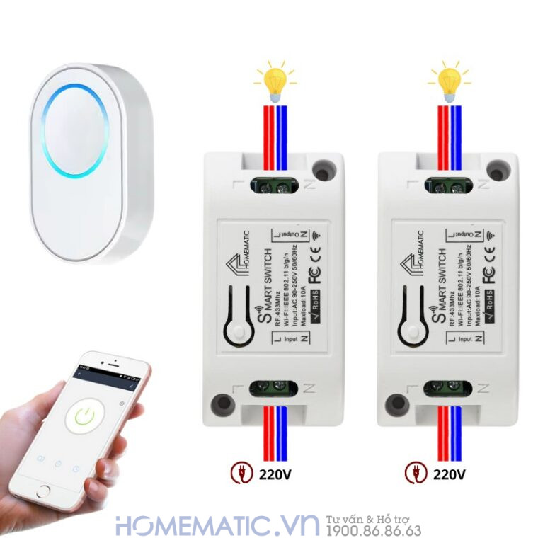 Bộ Công Tắc điều Khiển đèn Từ Xa Qua Wifi Whk02