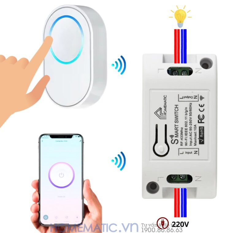Bộ Công Tắc điều Khiển đèn Từ Xa Qua Wifi Whk02