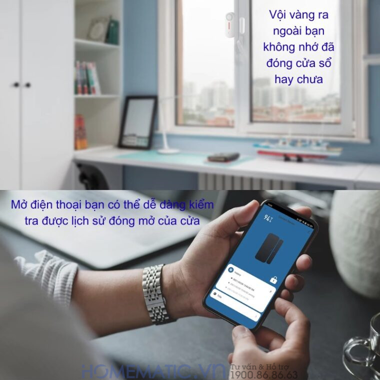 Cảm Biến Mở Cửa S1c Bản Wifi Có Còi Hú Chống Trộm Báo Qua điện Thoại Smartlife Hm-ds05