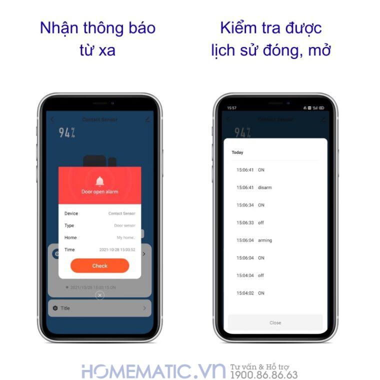 Cảm Biến Mở Cửa S1c Bản Wifi Có Còi Hú Chống Trộm Báo Qua điện Thoại Smartlife Hm-ds05