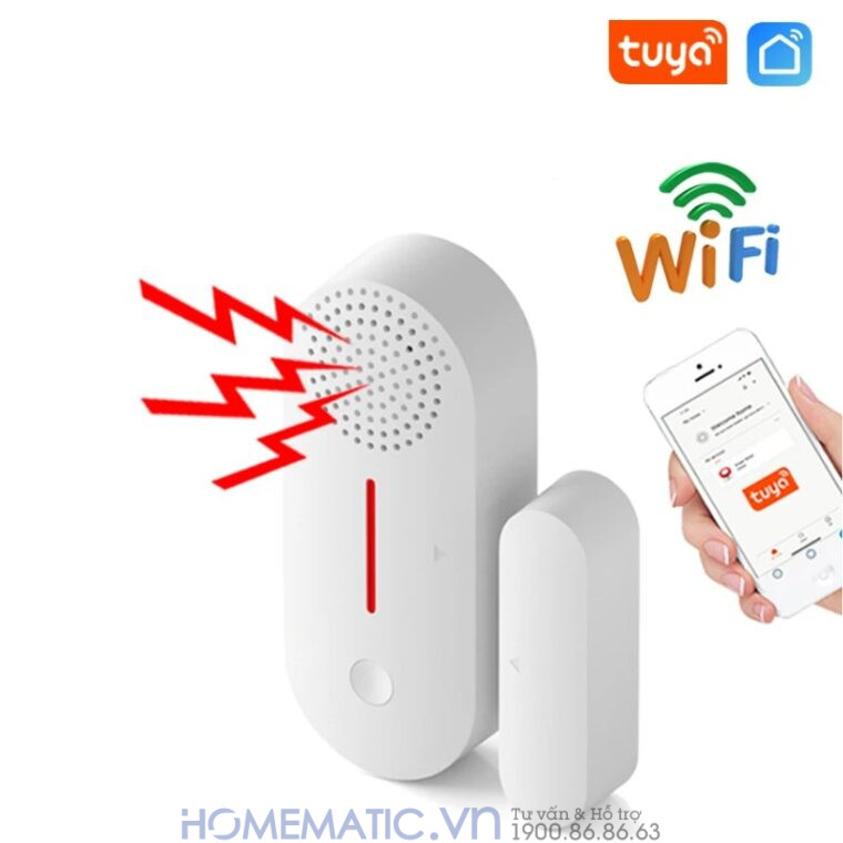 Cảm Biến Mở Cửa S1c Bản Wifi Có Còi Hú Chống Trộm Báo Qua điện Thoại Smartlife Hm-ds05