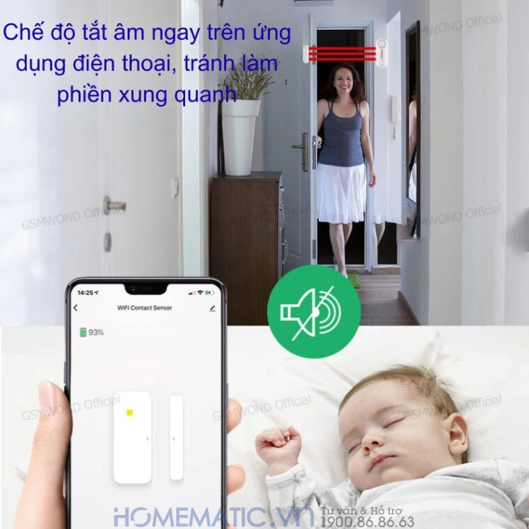 Cảm Biến Mở Cửa S1c Bản Wifi Có Còi Hú Chống Trộm Báo Qua điện Thoại Smartlife Hm-ds05
