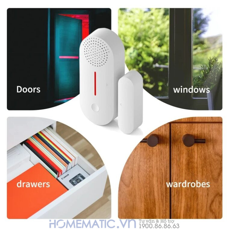 Cảm Biến Mở Cửa S1c Bản Wifi Có Còi Hú Chống Trộm Báo Qua điện Thoại Smartlife Hm-ds05
