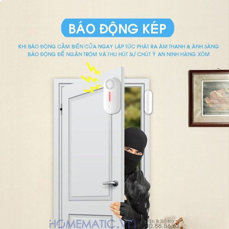 Cảm Biến Mở Cửa S1c Bản Wifi Có Còi Hú Chống Trộm Báo Qua điện Thoại Smartlife Hm-ds05