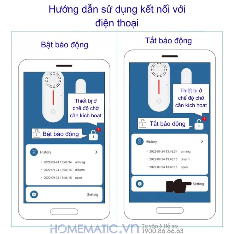 Cảm Biến Mở Cửa S1c Bản Wifi Có Còi Hú Chống Trộm Báo Qua điện Thoại Smartlife Hm-ds05