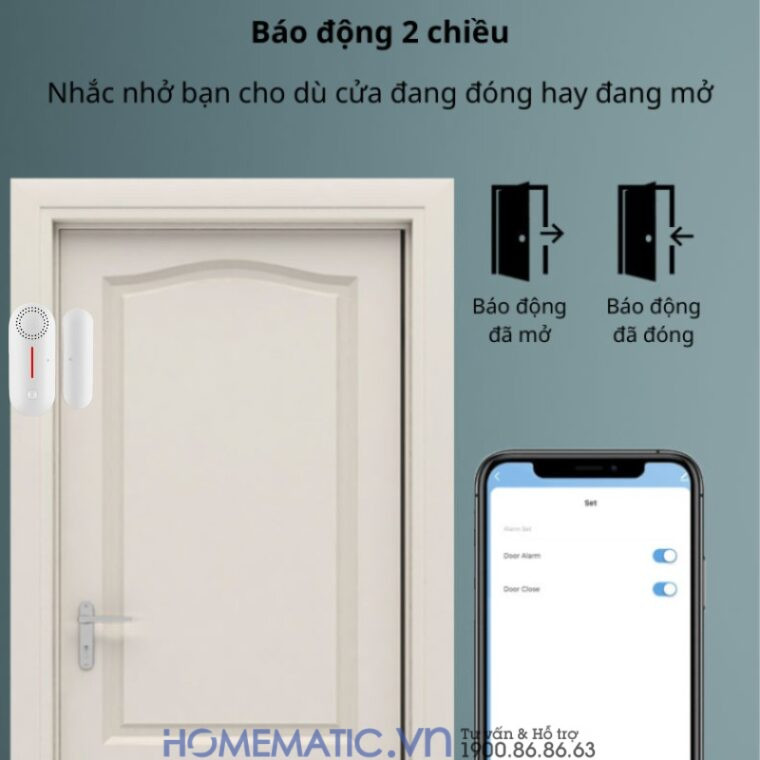 Cảm Biến Mở Cửa S1c Bản Wifi Có Còi Hú Chống Trộm Báo Qua điện Thoại Smartlife Hm-ds05