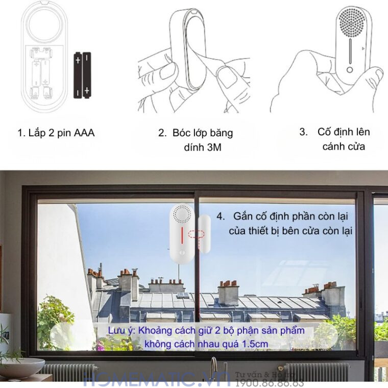 Cảm Biến Mở Cửa S1c Bản Wifi Có Còi Hú Chống Trộm Báo Qua điện Thoại Smartlife Hm-ds05