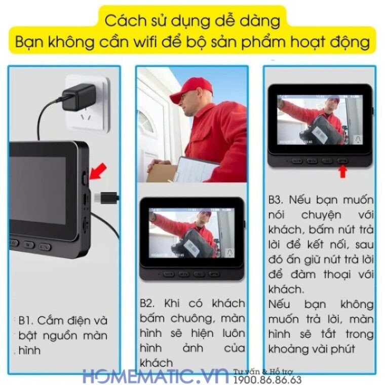 Chuông Cửa Có Hình Không Dây M10