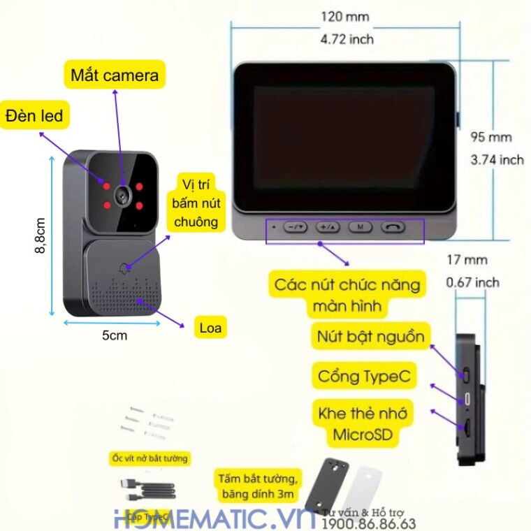 Chuông Cửa Có Hình Không Dây M10