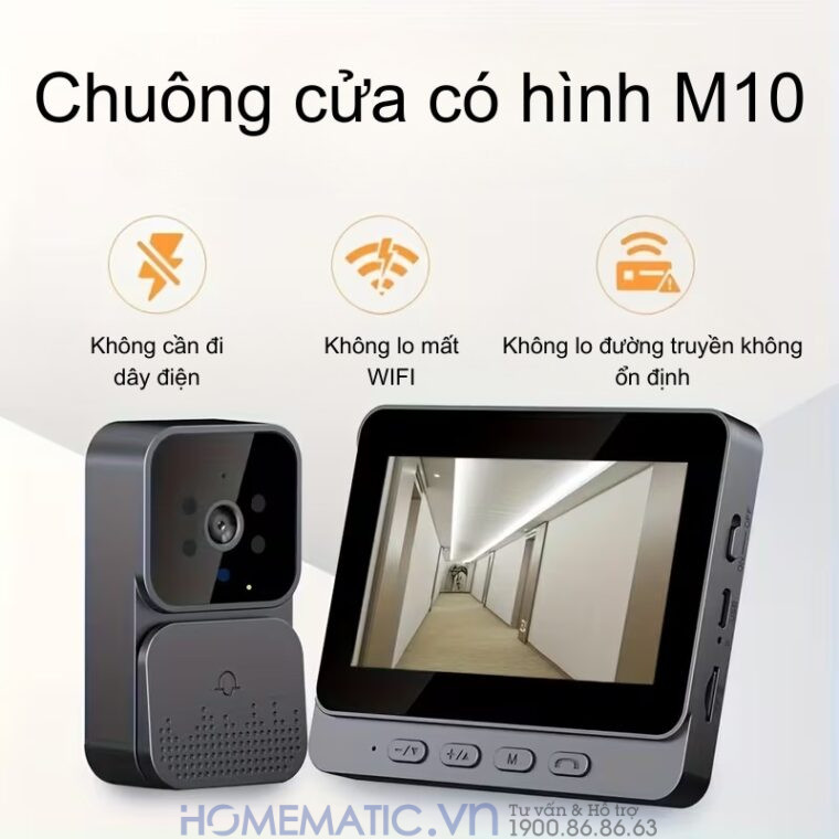 Chuông Cửa Có Hình Không Dây M10