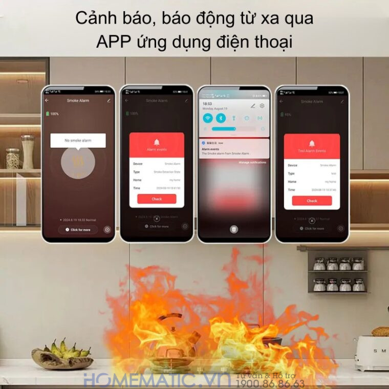 Đầu Báo Khói Wifi Báo Cháy Về điện Thoại Exsmith Tf210