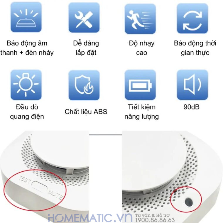 Đầu Báo Khói Wifi Báo Cháy Về điện Thoại Exsmith Tf210