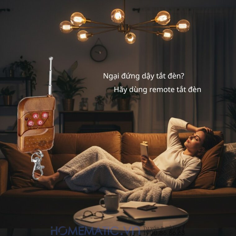 Bộ Công Tắc điện điều Khiển Từ Xa 4 Kênh Bằng Remote Và Wifi Whk02-4 Mới