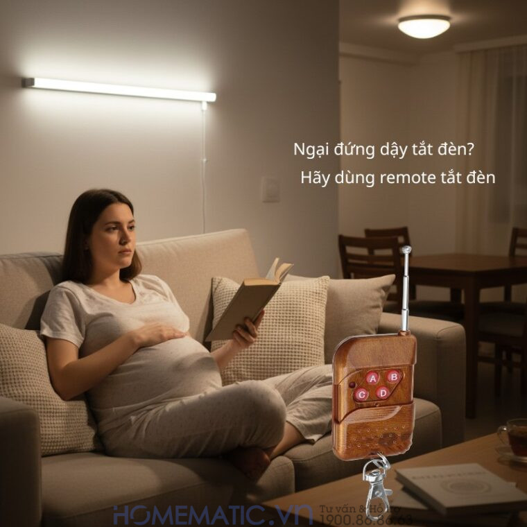 Bộ Công Tắc điện điều Khiển Từ Xa 4 Kênh Bằng Remote Và Wifi Whk02-4 Mới