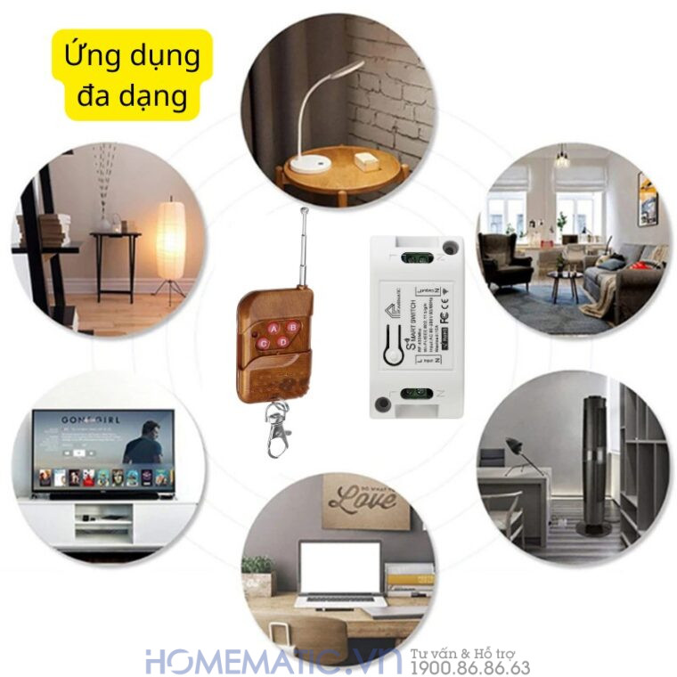 Bộ Công Tắc điện điều Khiển Từ Xa 4 Kênh Bằng Remote Và Wifi Whk02-4 Mới