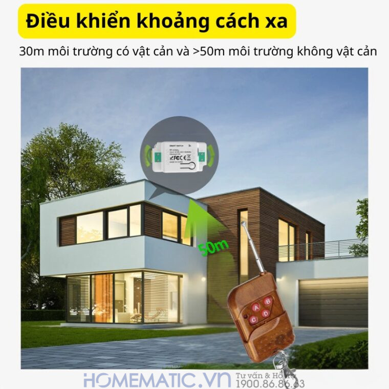 Bộ Công Tắc điện điều Khiển Từ Xa 4 Kênh Bằng Remote Và Wifi Whk02-4 Mới