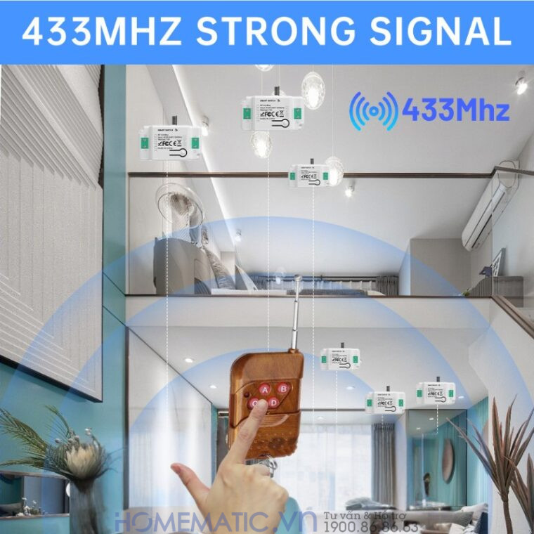 Bộ Công Tắc điện điều Khiển Từ Xa 4 Kênh Bằng Remote Và Wifi Whk02-4 Mới