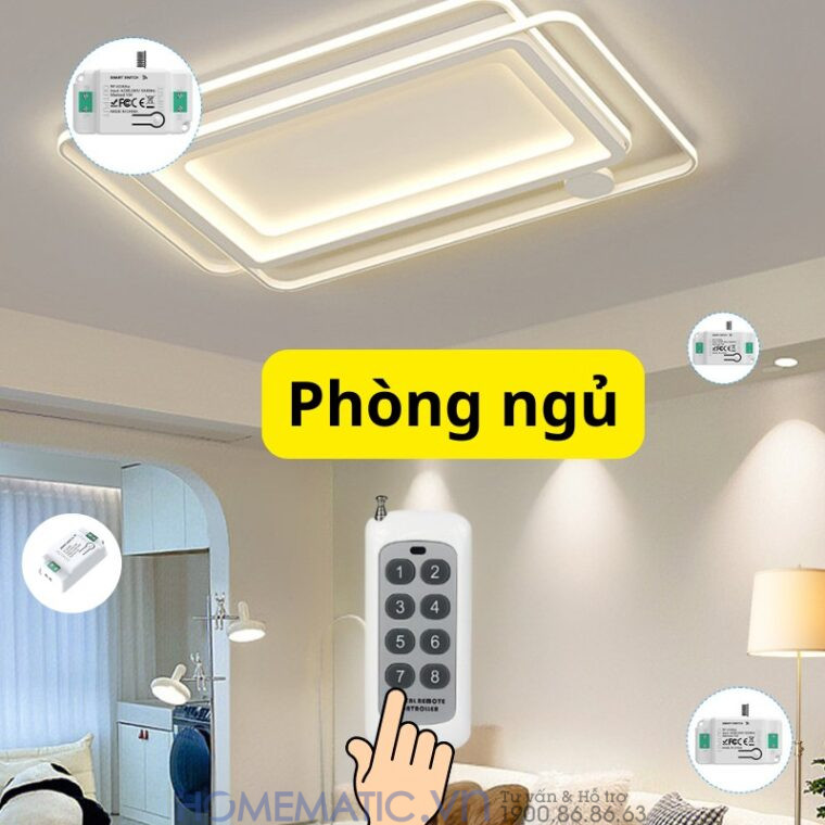 Bộ Công Tắc điện Thông Minh Wifi Hỗ Trợ điều Khiển Từ Xa Bằng Remote 8-12 Kênh Whk02-812