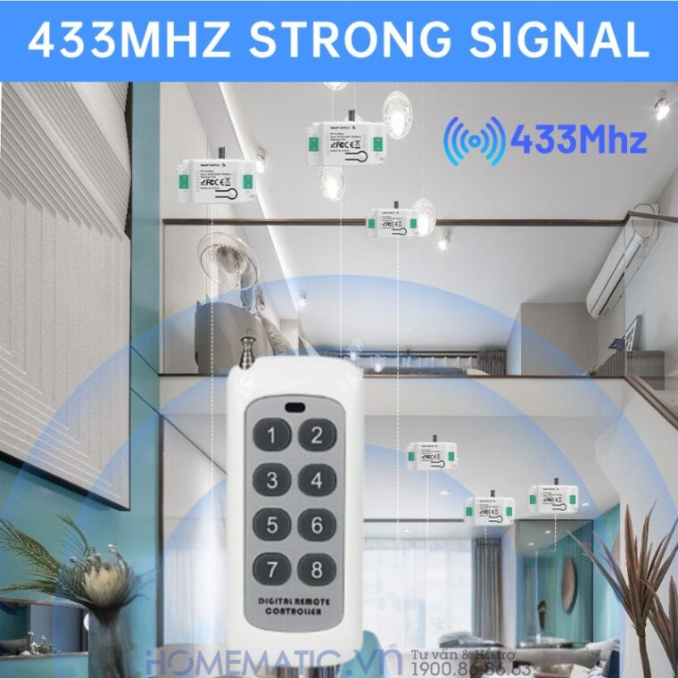 Bộ Công Tắc điện Thông Minh Wifi Hỗ Trợ điều Khiển Từ Xa Bằng Remote 8-12 Kênh Whk02-812