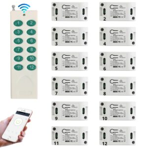 Bộ Công Tắc điện Thông Minh Wifi Hỗ Trợ điều Khiển Từ Xa Bằng Remote 8-12 Kênh Whk02-812