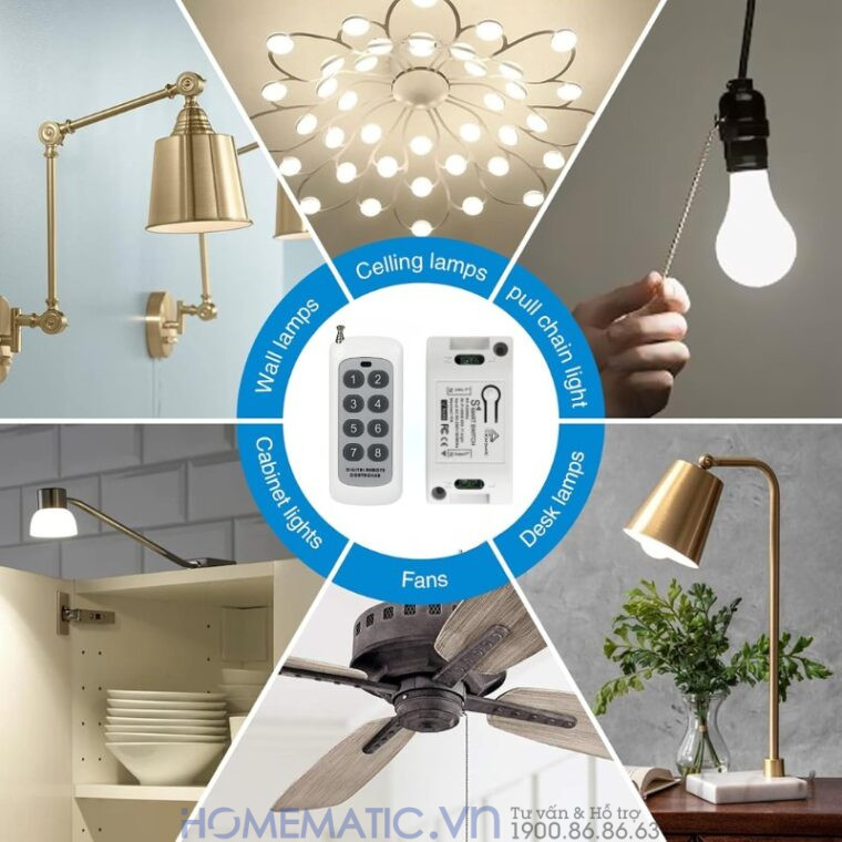 Bộ Công Tắc điện Thông Minh Wifi Hỗ Trợ điều Khiển Từ Xa Bằng Remote 8-12 Kênh Whk02-812