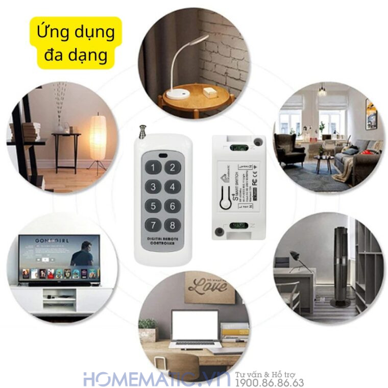 Bộ Công Tắc điện Thông Minh Wifi Hỗ Trợ điều Khiển Từ Xa Bằng Remote 8-12 Kênh Whk02-812