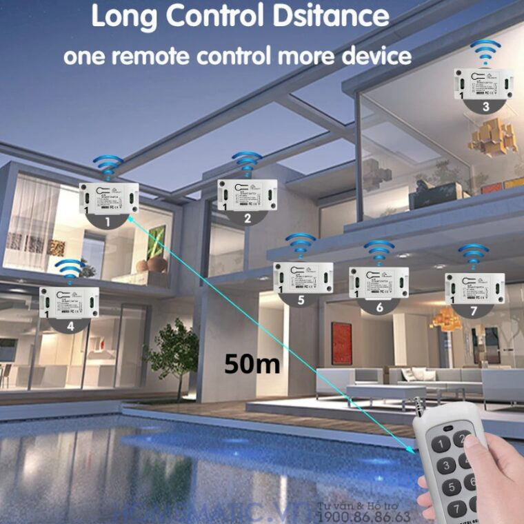 Bộ Công Tắc điện Thông Minh Wifi Hỗ Trợ điều Khiển Từ Xa Bằng Remote 8-12 Kênh Whk02-812