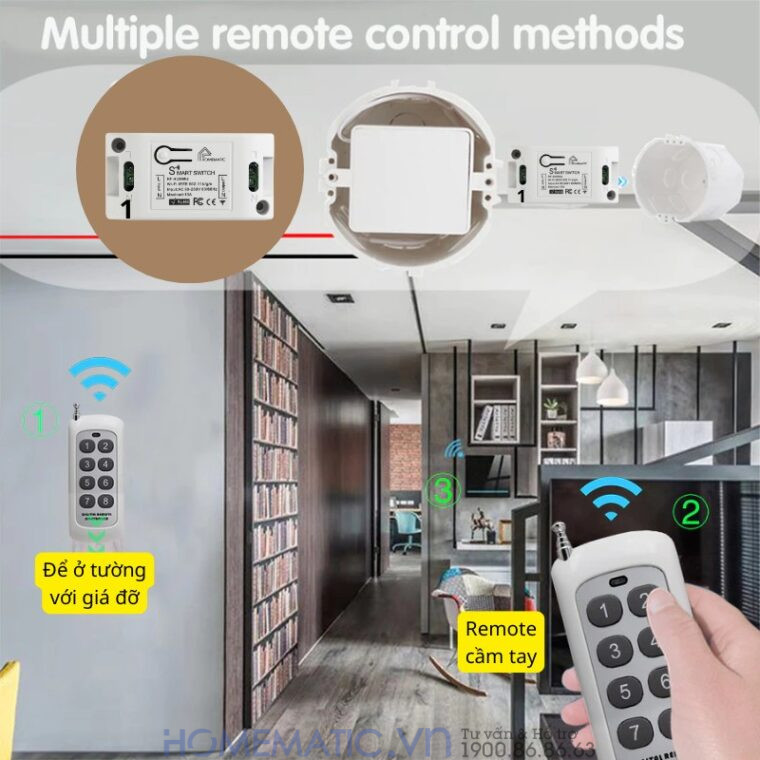 Bộ Công Tắc điện Thông Minh Wifi Hỗ Trợ điều Khiển Từ Xa Bằng Remote 8-12 Kênh Whk02-812