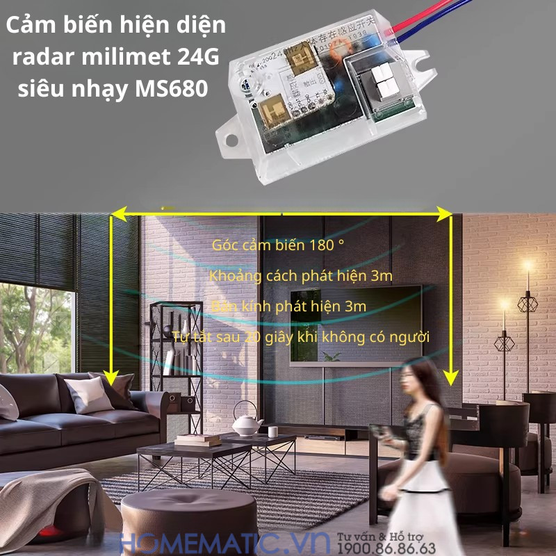 Cảm Biến Hiện Diện Radar Milimet 24g Siêu Nhạy Ms680-ra Cảm Biến Hiện Diện Radar Milimet 24g Siêu Nhạy Ms680-ra