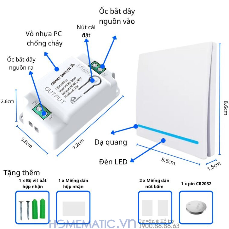 Công Tắc Không Dây Dán Tường Whk01-rb3