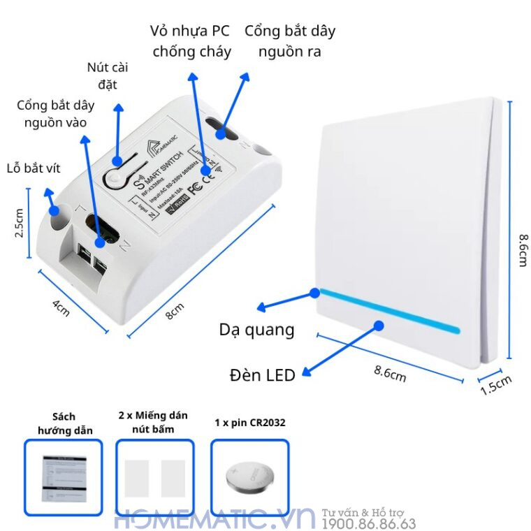 Công Tắc Không Dây Wifi Dán Tường Whk02-rb3