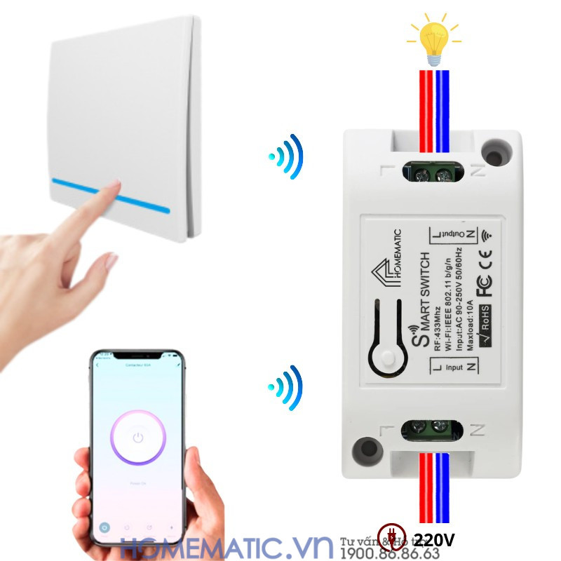 Công Tắc Không Dây Wifi Dán Tường Whk02-rb3