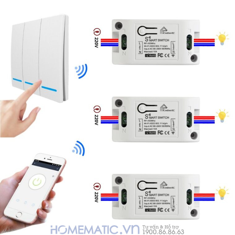Công Tắc Không Dây Wifi Dán Tường Whk02-rb3