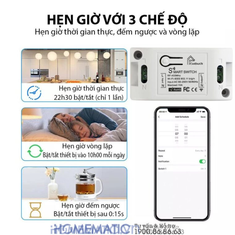 Công Tắc Không Dây Wifi Dán Tường Whk02-rb3