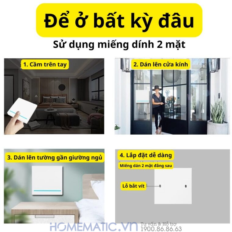 Công Tắc Không Dây Wifi Dán Tường Whk02-rb3