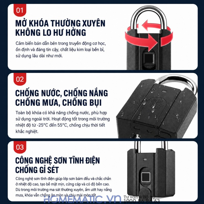 Ổ Khóa Vân Tay Cửa Cổng Chống Nước Càng 8mm Exsmith P04 Ổ Khóa Vân Tay Cửa Cổng Chống Nước Càng 8mm Exsmith P04